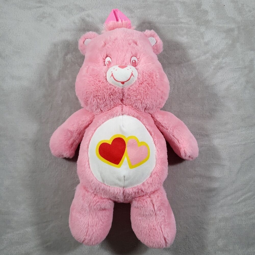 Care Bears Love A Lot Bear Plush Backpack Pink Hearts Stuffed Animal Bag NWOT